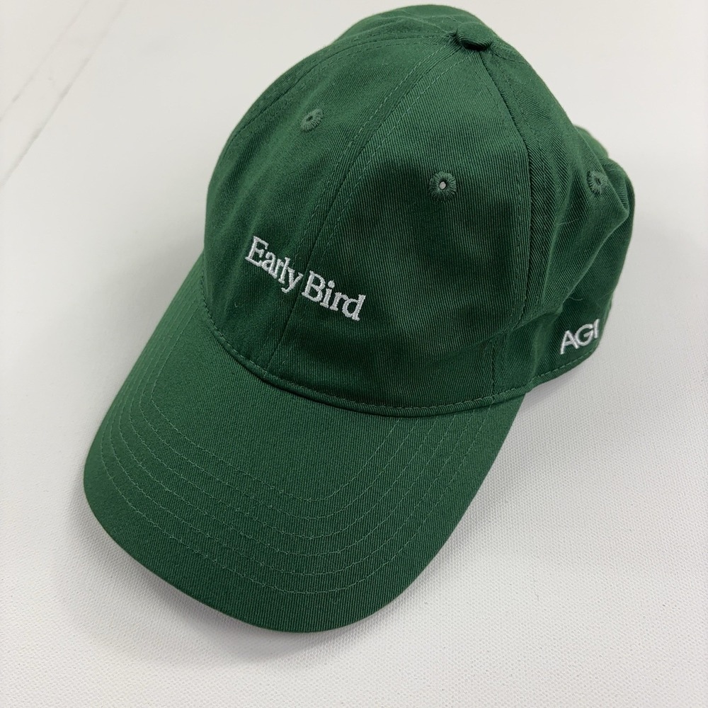 AG1 Early Bird Hat Cap Strap Back Mens One Size Green Baseball Embroidered Logo